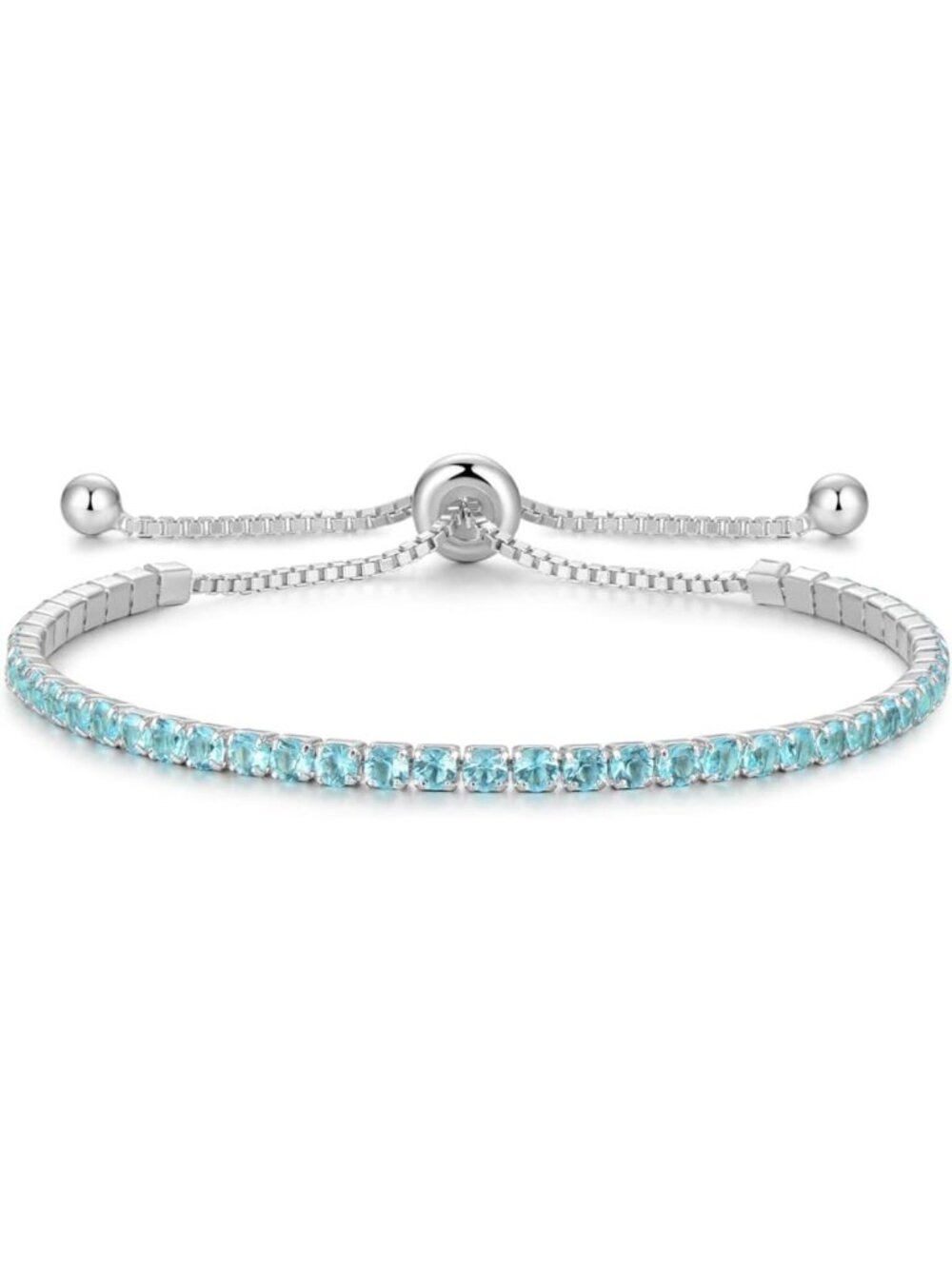 Sterling Silver Birthstone Tennis Bracelet for Women | Adjustable 9" Fashion